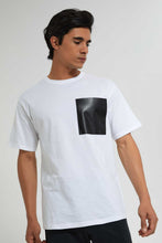 Load image into Gallery viewer, Redtag-White-Oversize-T-Shirt-With-Pu-Pocket-Graphic-Prints-Men's-