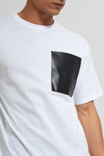 Load image into Gallery viewer, Redtag-White-Oversize-T-Shirt-With-Pu-Pocket-Graphic-Prints-Men's-