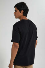 Load image into Gallery viewer, Redtag-Black-Oversize-T-Shirt-With-Pu-Pocket-Graphic-Prints-Men's-