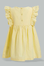 Load image into Gallery viewer, Redtag-Yellow-Smocking-Yoke-Flutter-Sleeves-Dress-Dresses-Infant-Girls-3 to 24 Months