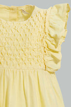 Load image into Gallery viewer, Redtag-Yellow-Smocking-Yoke-Flutter-Sleeves-Dress-Dresses-Infant-Girls-3 to 24 Months