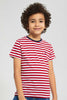 Redtag-2-Pk-Red-And-Yellow-Stripe-T-Shirt-Graphic-T-Shirts-Boys-2 to 8 Years