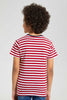 Redtag-2-Pk-Red-And-Yellow-Stripe-T-Shirt-Graphic-T-Shirts-Boys-2 to 8 Years