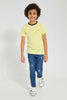 Redtag-2-Pk-Red-And-Yellow-Stripe-T-Shirt-Graphic-T-Shirts-Boys-2 to 8 Years