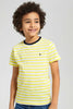 Redtag-2-Pk-Red-And-Yellow-Stripe-T-Shirt-Graphic-T-Shirts-Boys-2 to 8 Years