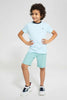 Redtag-2-Pk-Navy-And-Mint-Stripe-T-Shirt-Graphic-T-Shirts-Boys-2 to 8 Years