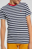 Redtag-2-Pk-Navy-And-Mint-Stripe-T-Shirt-Graphic-T-Shirts-Boys-2 to 8 Years