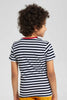 Redtag-2-Pk-Navy-And-Mint-Stripe-T-Shirt-Graphic-T-Shirts-Boys-2 to 8 Years