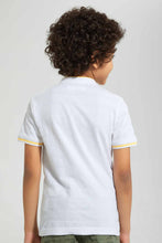 Load image into Gallery viewer, Redtag-White-Jacquard-Collar-Stand-Polo-Polo-Shirts-Boys-2 to 8 Years