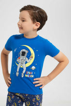 تنزيل الصورة على معرض الصور، Redtag-Navy-Spaceman-Print-T---Shirt-And-Short-Pyjama-Set-Pyjama-Sets-Boys-2 to 8 Years