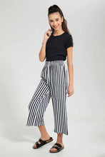 تنزيل الصورة على معرض الصور، Redtag-White/Black-Stripes-Capri-With-Side-Pocket-Printed-Capris-Senior-Girls-9 to 14 Years