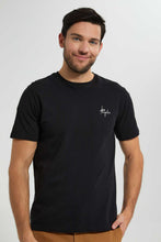Load image into Gallery viewer, Redtag-Black-T-Shirt-With-Chest-Print-Graphic-T-Shirts-Men's-