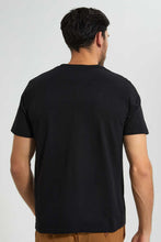 Load image into Gallery viewer, Redtag-Black-T-Shirt-With-Chest-Print-Graphic-T-Shirts-Men's-