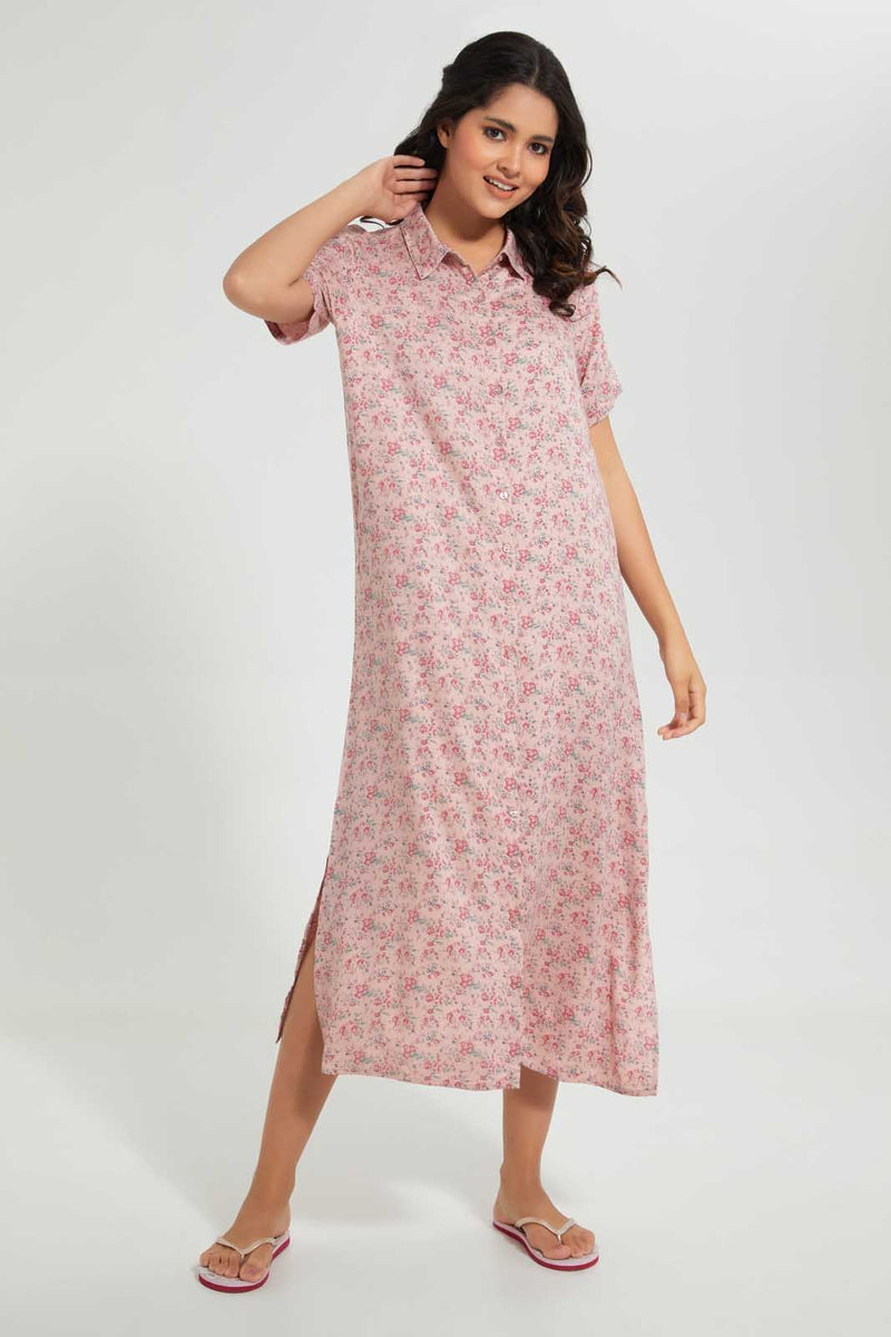 Redtag-Pale-Pink-Floral-Printed-Nightgown-Nightgowns-Women's-