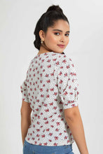 Load image into Gallery viewer, Redtag-Assorted-Pleated-Sleeve-Top-With-Gold-Button-Details-On-Shoulder-Blouses-Women's-