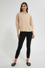 Load image into Gallery viewer, Redtag-Beige-Collared-Shirt-Blouses-Women's-