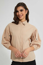 Load image into Gallery viewer, Redtag-Beige-Collared-Shirt-Blouses-Women's-