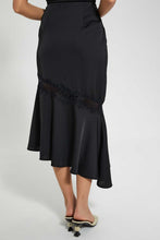 Load image into Gallery viewer, Redtag-Black-Ruffle-Hem-With-Side-Zipper-Skirts-Women's-