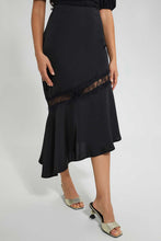 Load image into Gallery viewer, Redtag-Black-Ruffle-Hem-With-Side-Zipper-Skirts-Women's-