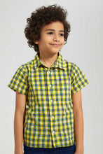 Load image into Gallery viewer, Redtag-Yellow-Check-Ss-Shirt-Casual-Shirts-Boys-2 to 8 Years