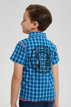 Load image into Gallery viewer, Redtag-Blue-Check-Ss-Shirt-Casual-Shirts-Boys-2 to 8 Years