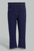 تنزيل الصورة على معرض الصور، Redtag-Dark-Wash-Knit-Jegging-Jeggings-Infant-Girls-3 to 24 Months