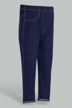 تنزيل الصورة على معرض الصور، Redtag-Dark-Wash-Knit-Jegging-Jeggings-Infant-Girls-3 to 24 Months