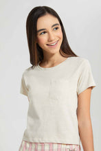Load image into Gallery viewer, Redtag-White/Beige-2Pcs-Pack-T-Shirt-With-Pocket-Plain-T-Shirts-Senior-Girls-9 to 14 Years