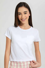 Load image into Gallery viewer, Redtag-White/Beige-2Pcs-Pack-T-Shirt-With-Pocket-Plain-T-Shirts-Senior-Girls-9 to 14 Years