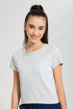 Load image into Gallery viewer, Redtag-Pink/Lt-Grey-2Pcs-Pack-T-Shirt-With-Pocket-Plain-T-Shirts-Senior-Girls-9 to 14 Years