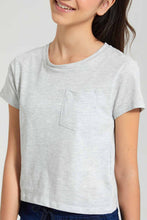 Load image into Gallery viewer, Redtag-Pink/Lt-Grey-2Pcs-Pack-T-Shirt-With-Pocket-Plain-T-Shirts-Senior-Girls-9 to 14 Years