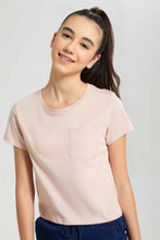 Load image into Gallery viewer, Redtag-Pink/Lt-Grey-2Pcs-Pack-T-Shirt-With-Pocket-Plain-T-Shirts-Senior-Girls-9 to 14 Years