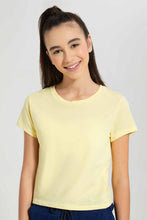 Load image into Gallery viewer, Redtag-Lt-Yellow/Lt-Blue-2Pcs-Pack-Crop-T-Shirt-Plain-T-Shirts-Senior-Girls-9 to 14 Years