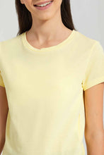 Load image into Gallery viewer, Redtag-Lt-Yellow/Lt-Blue-2Pcs-Pack-Crop-T-Shirt-Plain-T-Shirts-Senior-Girls-9 to 14 Years
