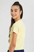 Load image into Gallery viewer, Redtag-Lt-Yellow/Lt-Blue-2Pcs-Pack-Crop-T-Shirt-Plain-T-Shirts-Senior-Girls-9 to 14 Years
