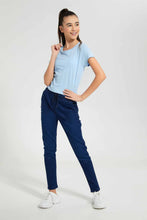 Load image into Gallery viewer, Redtag-Lt-Yellow/Lt-Blue-2Pcs-Pack-Crop-T-Shirt-Plain-T-Shirts-Senior-Girls-9 to 14 Years