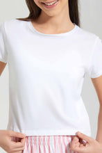 Load image into Gallery viewer, Redtag-Black/White-2Pcs-Pack-Crop-T-Shirt-Plain-T-Shirts-Senior-Girls-9 to 14 Years