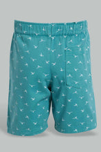 تنزيل الصورة على معرض الصور، Redtag-Navy-And-Teal-Printed-Trouser-Short-2Pack-Chino-Shorts-Infant-Boys-3 to 24 Months