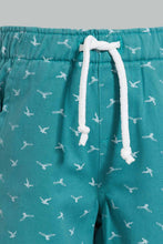 تنزيل الصورة على معرض الصور، Redtag-Navy-And-Teal-Printed-Trouser-Short-2Pack-Chino-Shorts-Infant-Boys-3 to 24 Months