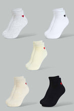 Load image into Gallery viewer, Redtag-Assorted-Heart-Printed-Ankle-Socks-(5-Pack)-Ankle-Socks-Women's-