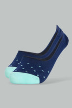 Load image into Gallery viewer, Redtag-Navy/Pink-Polka-Stripe-Printed-Invisible-Socks-(5-Packs)-Invisible-Socks-Women's-