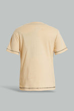 Load image into Gallery viewer, Redtag-Beige-Puff-Print-Short-Sleeve-Tshirt-All-Over-Prints-Infant-Boys-3 to 24 Months