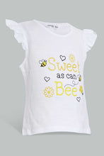 تنزيل الصورة على معرض الصور، Redtag-Yellow-Bee-Print-T-Shirt-With-Short-Sets-Infant-Girls-3 to 24 Months