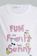تنزيل الصورة على معرض الصور، Redtag-White-Print-T-Shirt-With-Short-Sets-Infant-Girls-3 to 24 Months