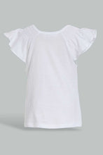 تنزيل الصورة على معرض الصور، Redtag-White-Tropical-Peek-A-Boo-Artwork-T-Shirt-Embellished-Infant-Girls-3 to 24 Months
