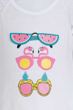 تنزيل الصورة على معرض الصور، Redtag-White-Tropical-Peek-A-Boo-Artwork-T-Shirt-Embellished-Infant-Girls-3 to 24 Months