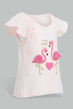 تنزيل الصورة على معرض الصور، Redtag-Pink-Flamingo-Peek-A-Boo-Artwork-T-Shirt-Embellished-Infant-Girls-3 to 24 Months