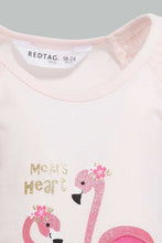 تنزيل الصورة على معرض الصور، Redtag-Pink-Flamingo-Peek-A-Boo-Artwork-T-Shirt-Embellished-Infant-Girls-3 to 24 Months