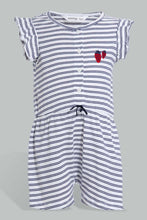 Load image into Gallery viewer, Redtag-White-Printed-And-Navy-Solid-Pack-Of-2-Jumpsuit-Jumpsuits-Infant-Girls-3 to 24 Months