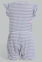 Load image into Gallery viewer, Redtag-White-Printed-And-Navy-Solid-Pack-Of-2-Jumpsuit-Jumpsuits-Infant-Girls-3 to 24 Months